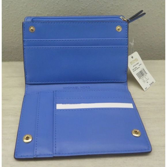 Michael Kors Jet Set Charm Oxford "MK" MD Snap Carryall Leather Wallet $128 - Picture 7 of 10